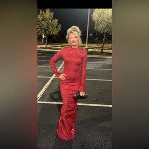 Rick Owens Long Sleeve Red Dress